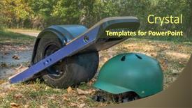  Presentation with electric - Cool new PPT layouts with one-wheeled-electric-skateboard backdrop and a tawny brown colored foreground