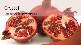  Presentation with pomegranate - Theme with one whole pomegranate punica granatum background and a coral colored foreground