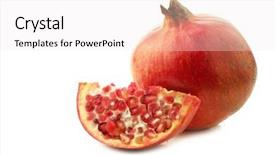  Presentation with pomegranate - Beautiful presentation theme featuring one whole pomegranate punica granatum backdrop and a sky blue colored foreground