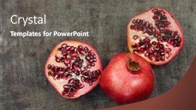  Presentation with pomegranate - Cool new PPT theme with one whole pomegranate punica granatum backdrop and a gray colored foreground