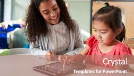  Presentation with infant - Colorful presentation enhanced with one with a chinese schoolgirl backdrop and a coral colored foreground