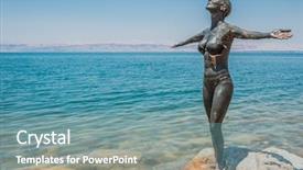  Presentation with woman body - Slide set featuring one woman applying dead sea background and a teal colored foreground