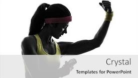  Presentation with workout - PPT theme featuring one-woman-applying-deodorant-exercising background and a light gray colored foreground