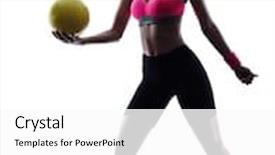  Presentation with volley - Audience pleasing PPT theme consisting of woman beach volley ball player backdrop and a white colored foreground