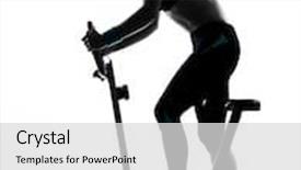  Presentation with posture - Presentation theme consisting of one woman biking exercising workout fitness aerobic exercise posture on studio isolated white background background and a light gray colored foreground