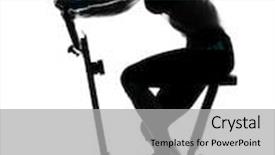  Presentation with biking - Beautiful presentation theme featuring one woman biking exercising workout fitness aerobic exercise posture on studio isolated white background backdrop and a light gray colored foreground