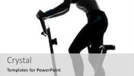  Presentation with biking - Presentation theme featuring one woman biking exercising workout fitness aerobic exercise posture on studio isolated white background background and a light gray colored foreground