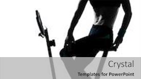  Presentation with biking - Audience pleasing presentation theme consisting of one woman biking exercising workout fitness aerobic exercise posture on studio isolated white background backdrop and a light gray colored foreground