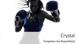  Presentation with kickboxing - Slide set enhanced with one woman boxer boxing kickboxing background and a white colored foreground