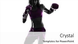  Presentation with kickboxing - Presentation theme enhanced with one woman boxer boxing kickboxing background and a white colored foreground