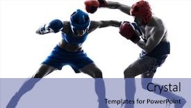  Presentation with thai boxing - Beautiful presentation featuring one woman boxer boxing one backdrop and a teal colored foreground