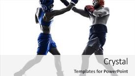  Presentation with thai boxing - PPT layouts with one woman boxer boxing one background and a white colored foreground