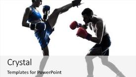  Presentation with thai boxing - Slide deck having one woman boxer boxing one background and a white colored foreground