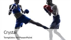  Presentation with thai boxing - Cool new presentation theme with one woman boxer boxing one backdrop and a white colored foreground