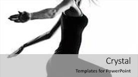  Presentation with dancing - Presentation theme featuring ballet sillouette - one woman dancer dancing background and a light gray colored foreground