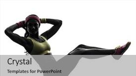  Presentation with army fitness - Theme with one woman exercising crunches fitness background and a light gray colored foreground