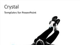  Presentation with abdominal - PPT theme with one woman exercising workout fitness aerobic exercise abdominal push ups posture on studio isolated white background background and a white colored foreground