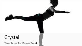  Presentation with posture - Presentation theme consisting of one woman exercising workout fitness aerobic exercise posture on studio isolated white background background and a white colored foreground