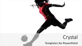  Presentation with soccer - Audience pleasing slide deck consisting of one woman playing soccer player backdrop and a white colored foreground