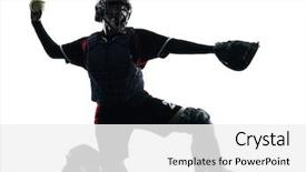  Presentation with sports softball - PPT theme with one woman playing softball players background and a white colored foreground