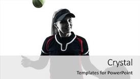  Presentation with softball sports - Colorful PPT theme enhanced with one woman playing softball players backdrop and a white colored foreground