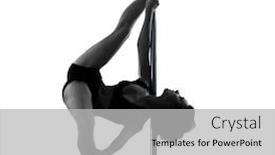  Presentation with pole - Colorful presentation theme enhanced with one woman pole dancer dancing in silhouette studio isolated on white background backdrop and a light gray colored foreground