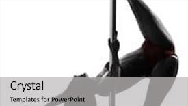  Presentation with pole - Audience pleasing PPT theme consisting of one woman pole dancer dancing in silhouette studio isolated on white background backdrop and a light gray colored foreground