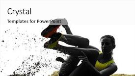  Presentation with studio - Presentation theme consisting of one woman praticing long jump background and a white colored foreground