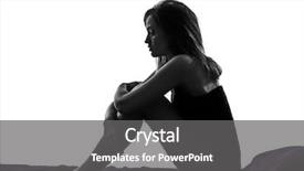  Presentation with sad woman silhouette - Colorful theme enhanced with one woman sad despair sitting backdrop and a gray colored foreground