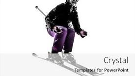  Presentation with skiing - PPT theme having one-woman-skier-skiing-jumping background and a white colored foreground
