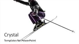  Presentation with skiing - Slide set having one-woman-skier-skiing-jumping background and a white colored foreground