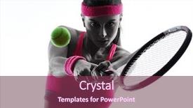  Presentation with studio - Slide deck having one woman tennis player background and a violet colored foreground