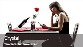  Presentation with sad woman silhouette - PPT theme with one woman waiting dinning background and a dark gray colored foreground