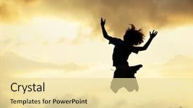  Presentation with summer time - PPT layouts with one world play - active little boy jumping background and a blonde colored foreground