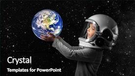  Presentation with astronaut - Presentation theme consisting of one world play - small child imagines himself background and a black colored foreground