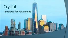 Presentation with new york city - Audience pleasing PPT theme consisting of one world trade center tower backdrop and a arctic colored foreground