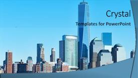  Presentation with new york city - Presentation theme with one world trade center tower background and a light blue colored foreground