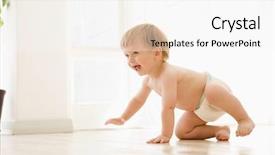  Presentation with baby smile - Slide set featuring one year - baby crawling indoors smiling background and a white colored foreground