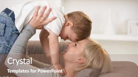  Presentation with happy baby - Amazing PPT layouts having one year - happy mother laying on back backdrop and a  colored foreground