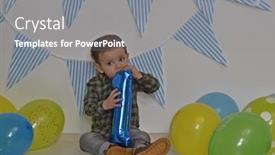  Presentation with birthday balloon - Cool new presentation theme with one-year-birthday-baby-party backdrop and a gray colored foreground