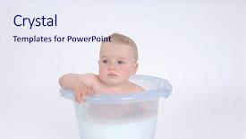  Presentation with baby bath - Audience pleasing presentation theme consisting of one year old baby is taking a bath with milk backdrop and a sky blue colored foreground