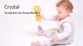  Presentation with released - Slide deck with one year old red haired baby girl plays with toys studio shot all toys visible on the photo are officialy property released background and a pink colored foreground