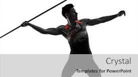  Presentation with athlete - Beautiful presentation theme featuring one-young-caucasian-athlete-man backdrop and a light gray colored foreground