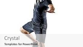  Presentation with handball - Colorful PPT layouts enhanced with one-young-caucasian-court-handball backdrop and a white colored foreground