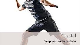  Presentation with handball - PPT layouts having one-young-caucasian-court-handball background and a light gray colored foreground