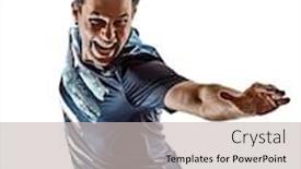  Presentation with handball - Cool new slide deck with one-young-caucasian-court-handball backdrop and a light gray colored foreground