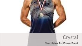  Presentation with athletics - Colorful PPT theme enhanced with one-young-caucasian-man-athetle backdrop and a white colored foreground