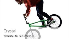  Presentation with bmx - Presentation theme having one-young-caucasian-man-bmx background and a white colored foreground