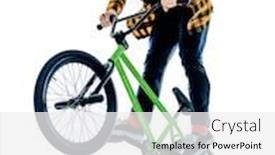  Presentation with bmx - Cool new presentation theme with one-young-caucasian-man-bmx backdrop and a white colored foreground