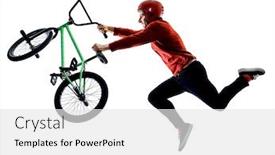  Presentation with bmx - Presentation theme consisting of one-young-caucasian-man-bmx background and a white colored foreground